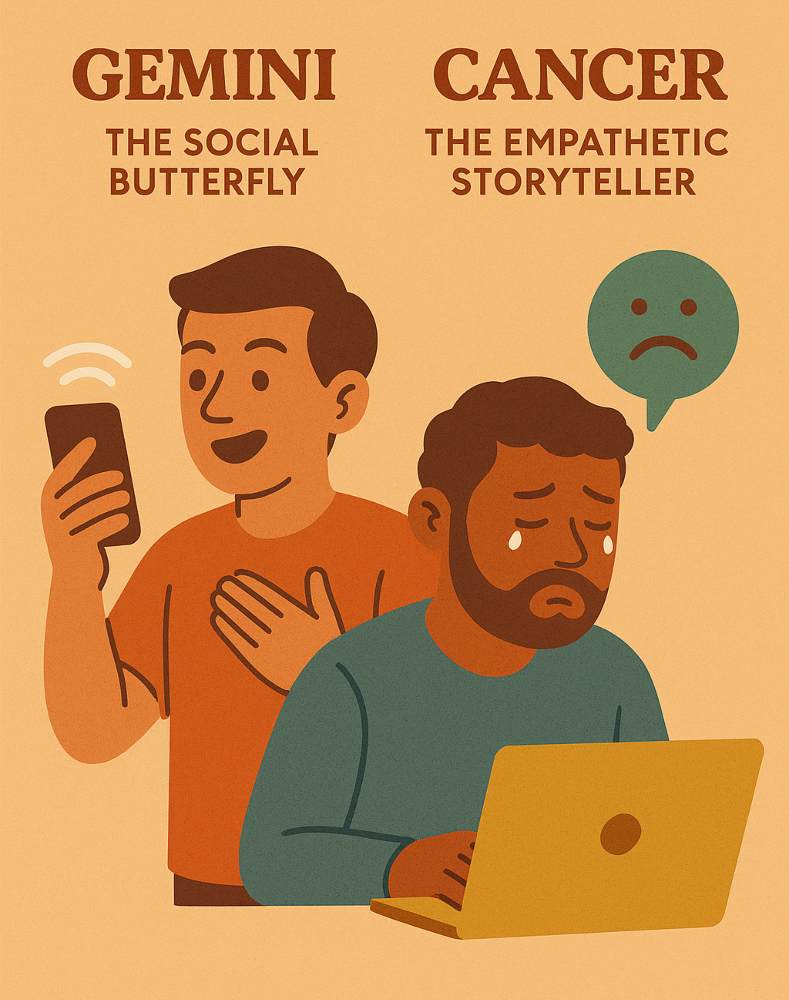 Gemini - The Social Butterfly Cancer - The Emphathetic Storyteller